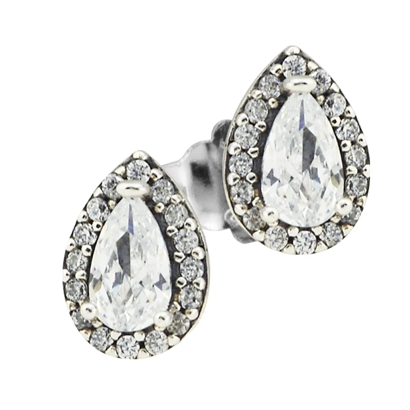 

Earrings Radiant Teardrop Stud Earrings with CZ 925 Sterling Silver Earrings Stud for Women kolczyki aretes de mujer brincos
