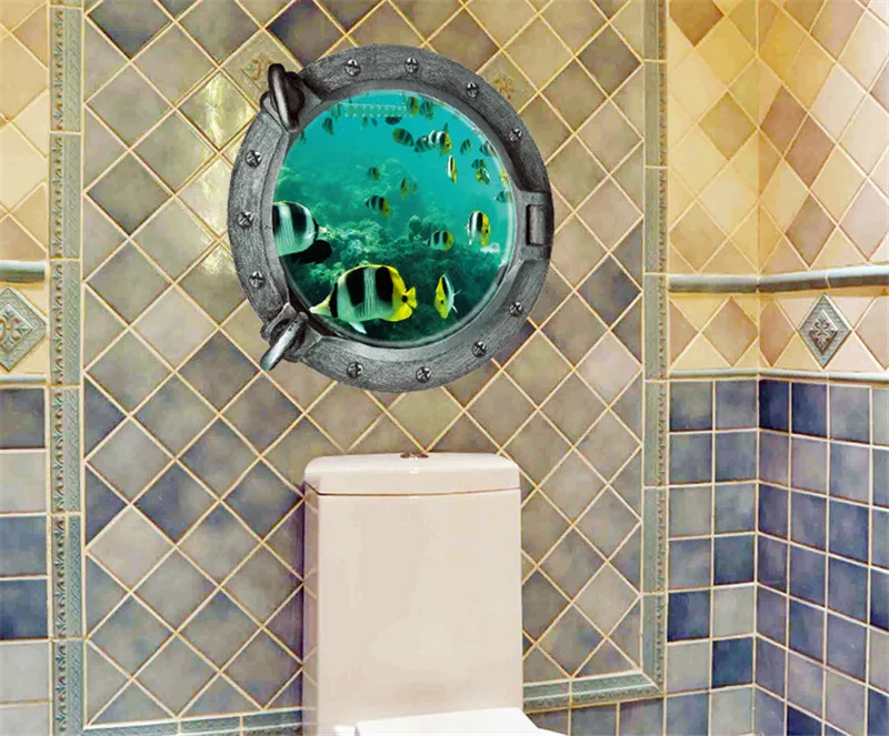 

fantastic 3d submarine portholes wall sticker for kids rooms coral fish boat scuttles decals mural art nursery home decor