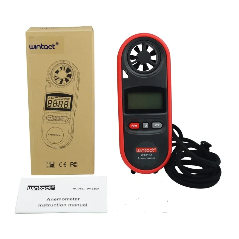 Цифровой анемометр IP67 шкала скорости воздуха 10 ~ 45C C/F измерение температуры 30 м/с