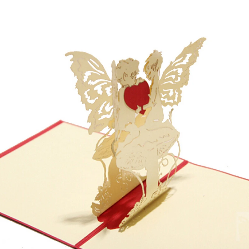 5 pieceslotromantic angel heart style 3d greeting card