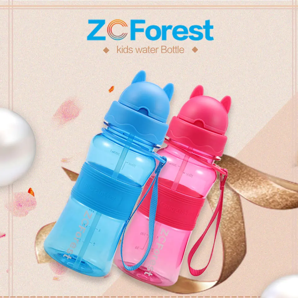 ZCForest 300 мл, детская бутылка для воды, милый Тритан, без бисфенола, бутылка для воды с соломинкой, пластиковая бутылка для напитков для школьников, детей, малышей