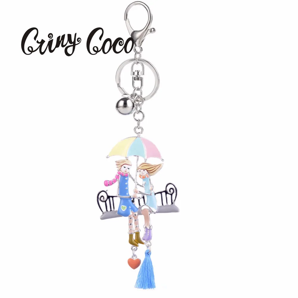 

Fashion Silver Color Key Chain for Lovers' Gifts Enameled Zinc Alloy Couple in Love Keychain Keychains for Women Men Keyring New