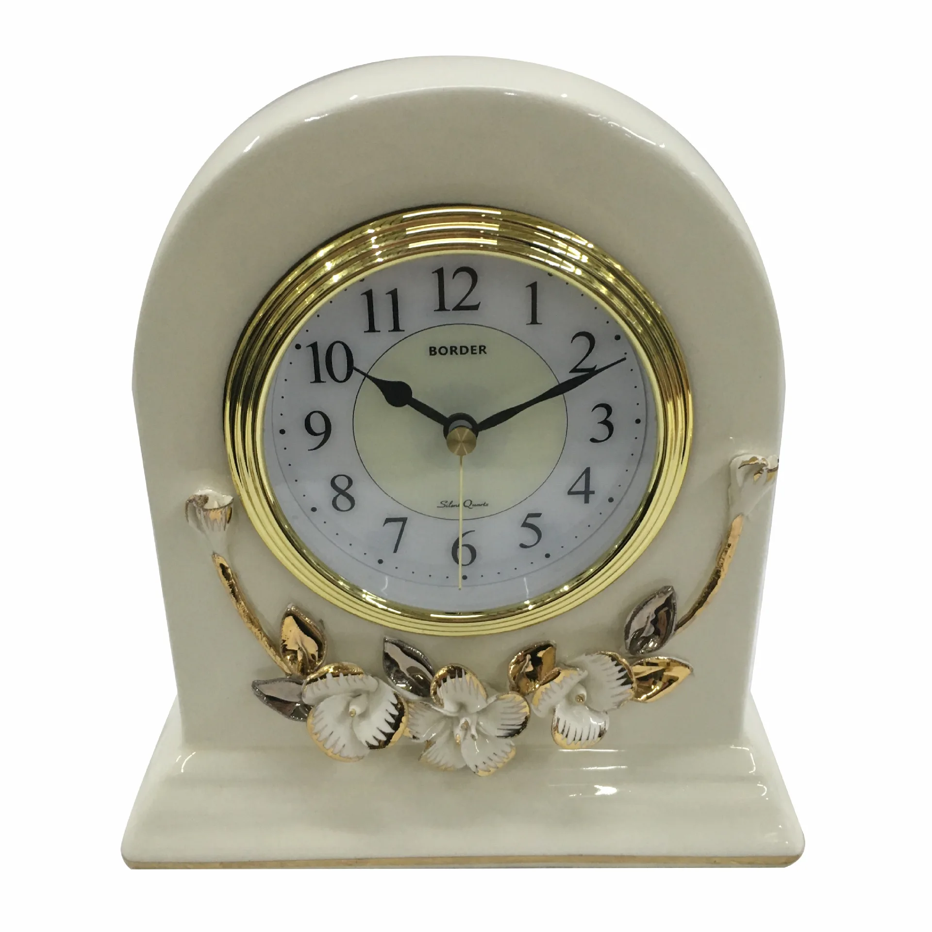 TUDA Free Shipping 6 inch Luxury White Ceramic Table Clock Elegant Home