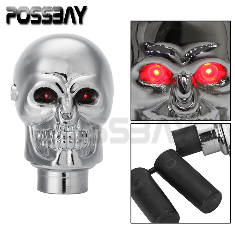car shift stick cheap Auto Gear Red Skull Car Stick Eyes Knob Shift Led lever Lights