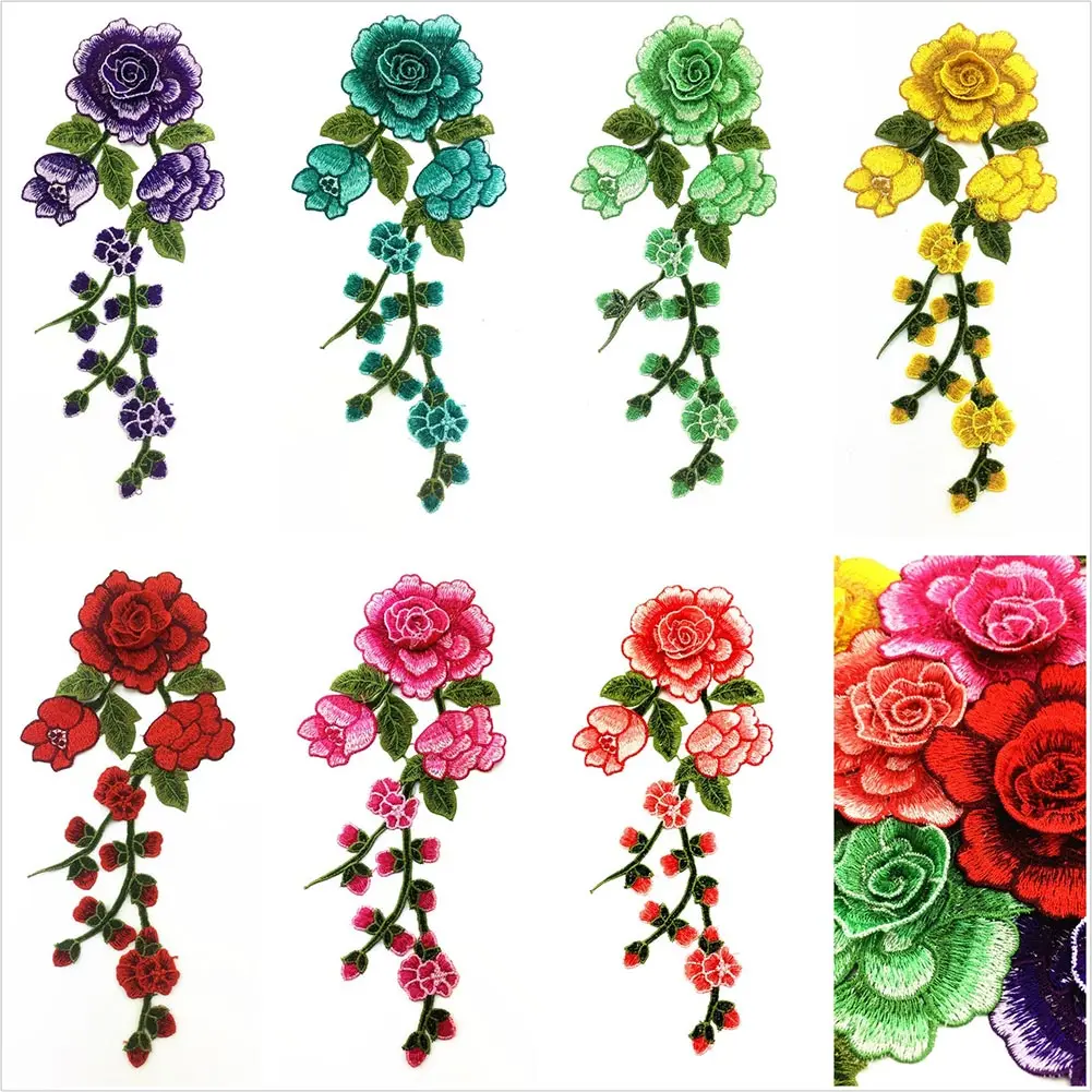 

3D Embroidery Patch Rose Flower Collar Neckline Sewing Applique DIY Decorative Jacket Patches HG99