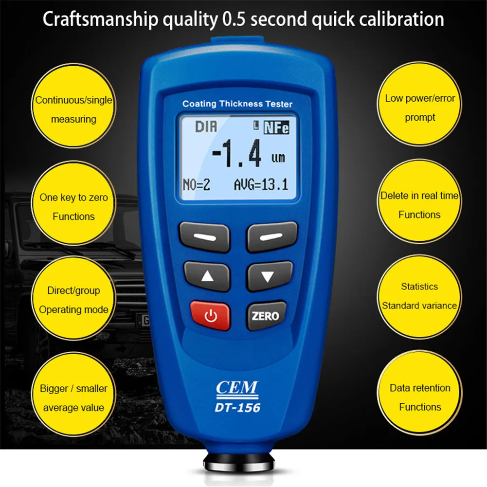 Цифровой DT-156 краска покрытие толщина датчик измерительный прибор тестер 0~ 1250um со встроенным Авто F& зонд nf+ USB кабель+ CD программное обеспечение