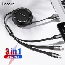 Выдвижной usb-кабель Baseus 3 в 1 для iPhone Xs Max Xr X 3в1 быстрое зарядное устройство Micro USB type C кабель для samsung Xiaomi