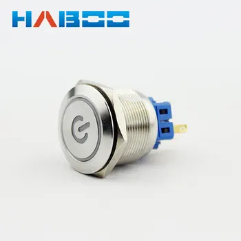 

10pcs/lot stainless steal material reset electrical switch with led power symbol head push button switch 1NO+1NC
