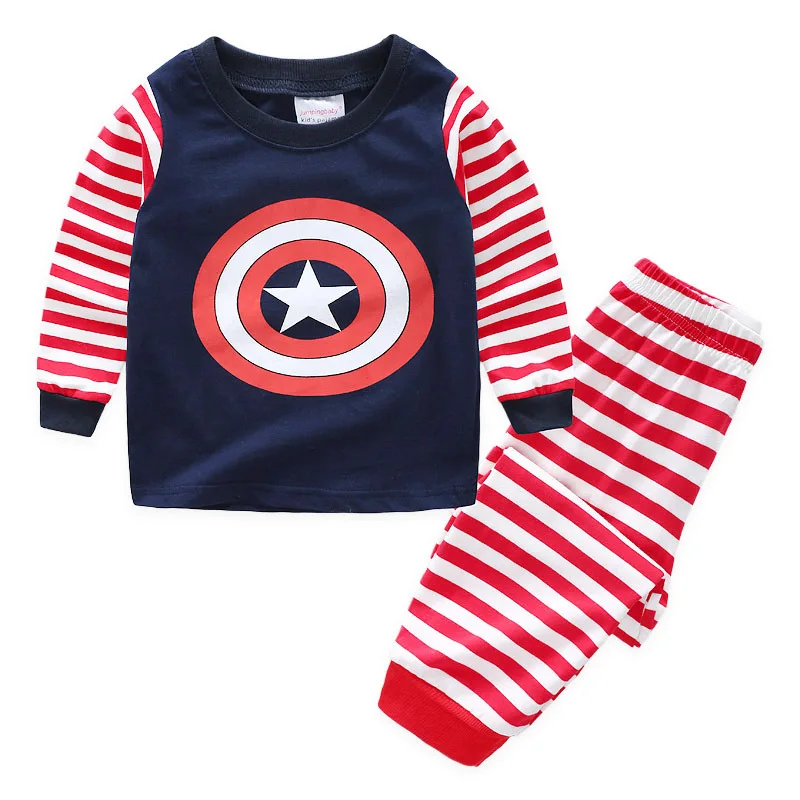 Children Casual Pajamas Clothing Set Boys Girls Cartoon Spiderman Sleepwear Suit Sets Kids Mickey Cotton Nightwear Homewear - Цвет: as pictures