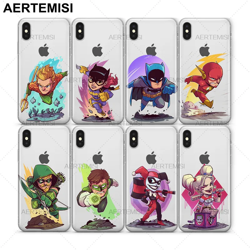 

Aertemisi Batman Green Arrow Lanterns Harley Quinn Clear TPU Case Cover for iPhone 5 5s SE 6 6s 7 8 Plus X XS Max XR