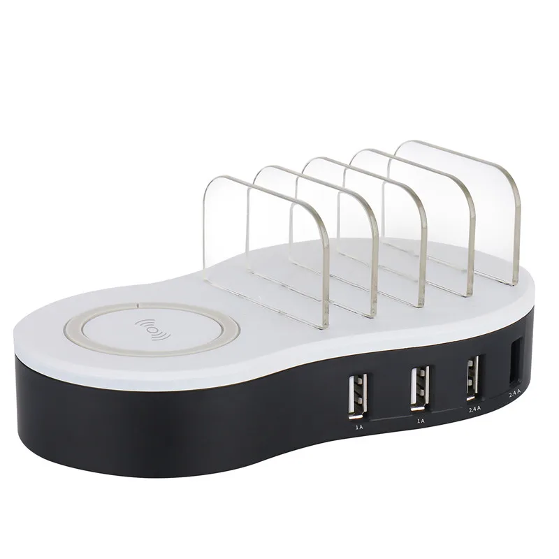 4 USB Charging + 1 Wireless Multi-Port Universal Chargers Station Travel Wall Charger Desktop Mobile Phone for Samsung | Мобильные