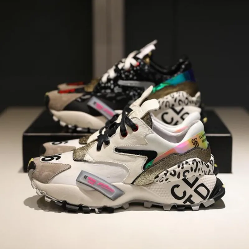 

2019 Platform Sneakers Women Trendy Chunky Dad Shoes Woman Fashion Thick Sole Ladies Laces Shoes Chaussures Femme