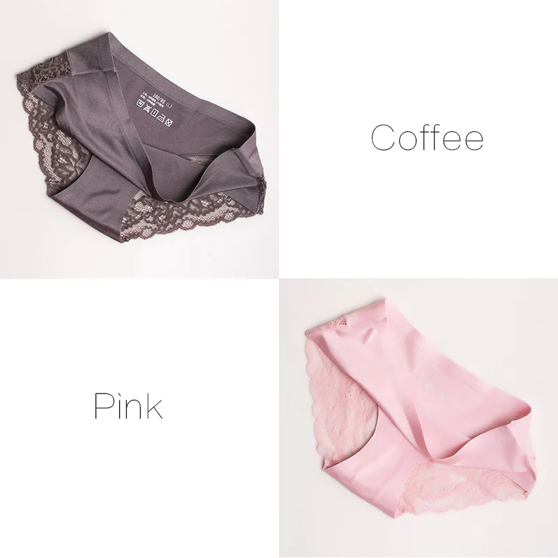 Кружевные трусики женские трусы для женщин бесшовные трусы-женские сексуальное женская одежда кружевное белье для секса прозрачные 2шт/пакет - Цвет: Coffee Pink