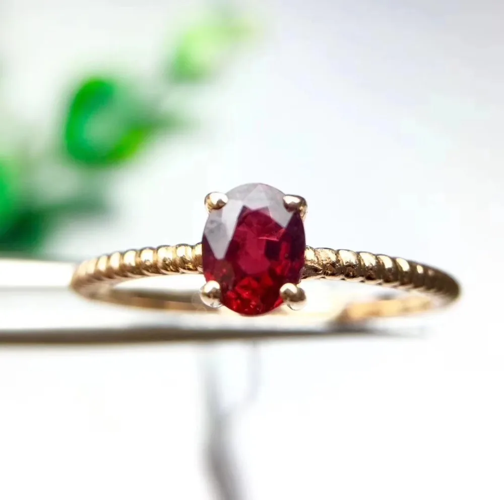 Настоящее розовое золото 18 К кольцо из природного рубина натуральный и настоящий Рубин прекрасное розовое кольцо для вашей жены свадьбы