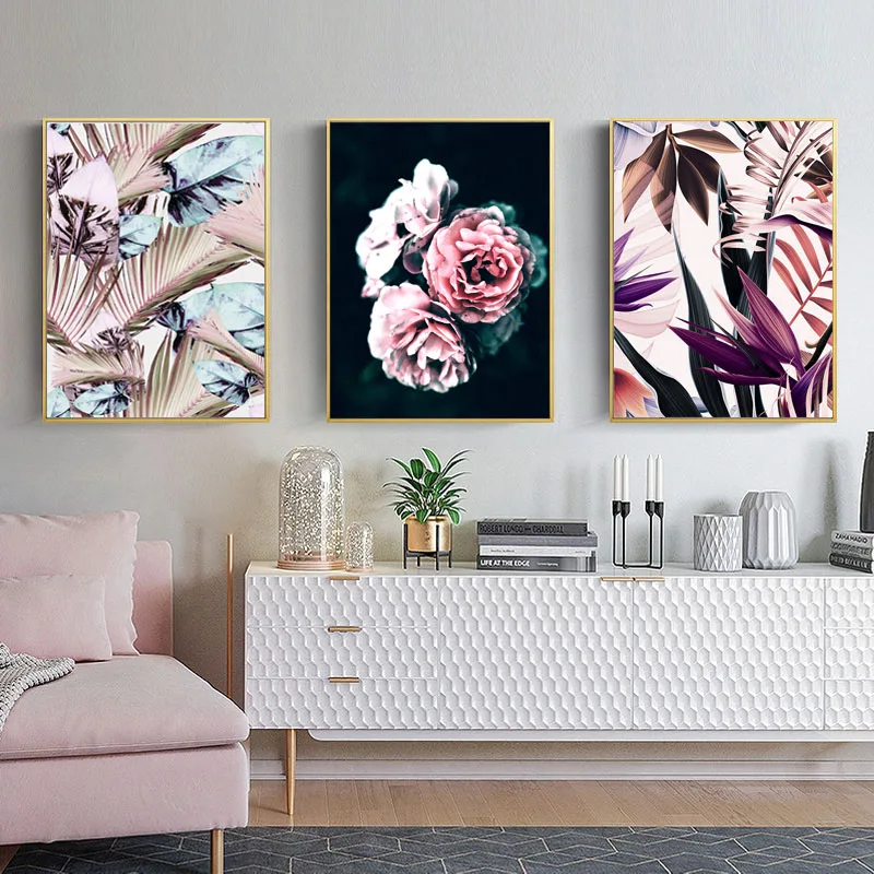 

Scandinavian Style Retro Flower Poster Nordic Decoration Home Wall Art Canvas Painting Black Wall Poster Art Prints Unframed