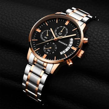 

GUANQIN GS19053 watches men luxury brand Mens Sport Steel Watchband Quartz Clock Male Luminous Wrist Watch relogios masculinos