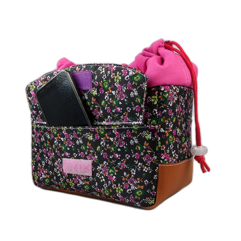 

Roadfisher Floral Flower Drawstring Photography Camera Photo Bag Insert Partition Case Dividers For Canon Nikon Sony DSLR SLR