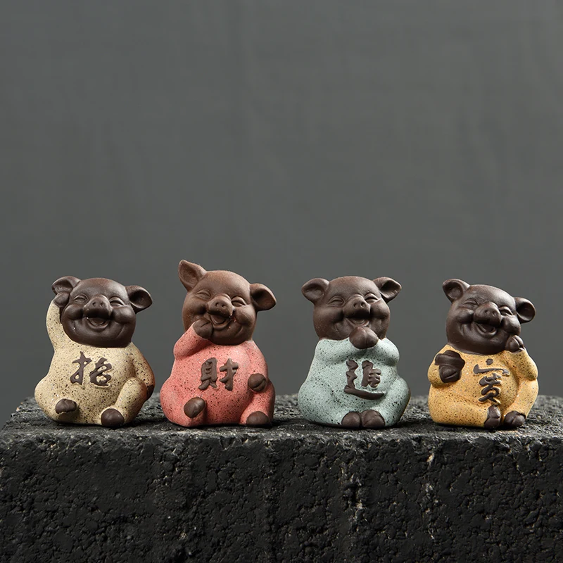 

Tea Pet Decoration Lovely Pig Tea Pet High Qulity Purple Clay Chinese Kung Fu Tea Accessories Home Desk Decor K019