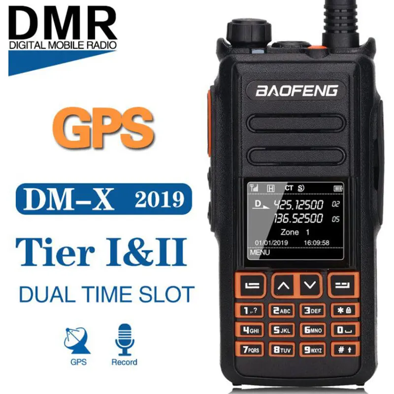 Baofeng Upgrade of DM-1702 DM-X GPS Record Tier 1&2 tier II Dual Time Slot DMR Digital/Analog Walkie Talkie Portable Radio 