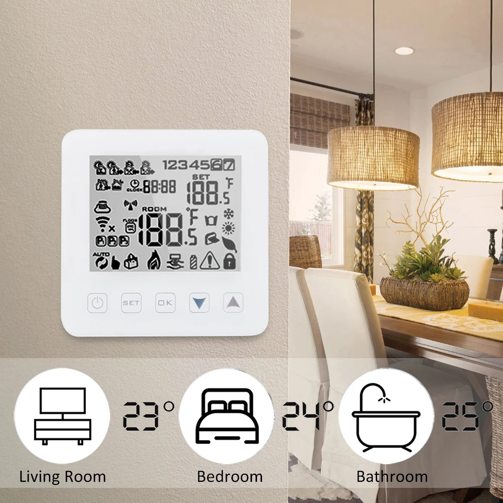 WiFi термостат для электрического обогрева пола Echo Alexa Голосовое управление сенсорный экран комнатный умный контроль температуры 100-230 В 16A
