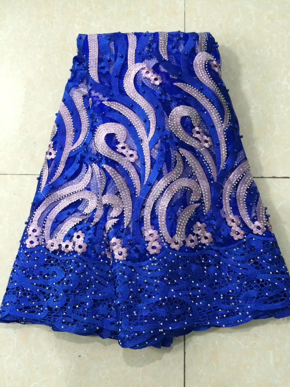 

Newest design french net lace fabric yellow color african tulle mesh lace fabric with stones and beads for dress K-004A