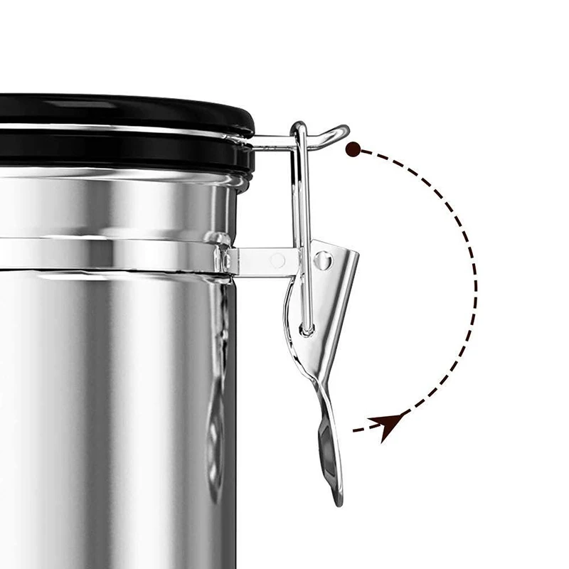 Airtight coffee container – stainless steel co2 valve storage canister with scoop – keeps your coffee fresh flavorful