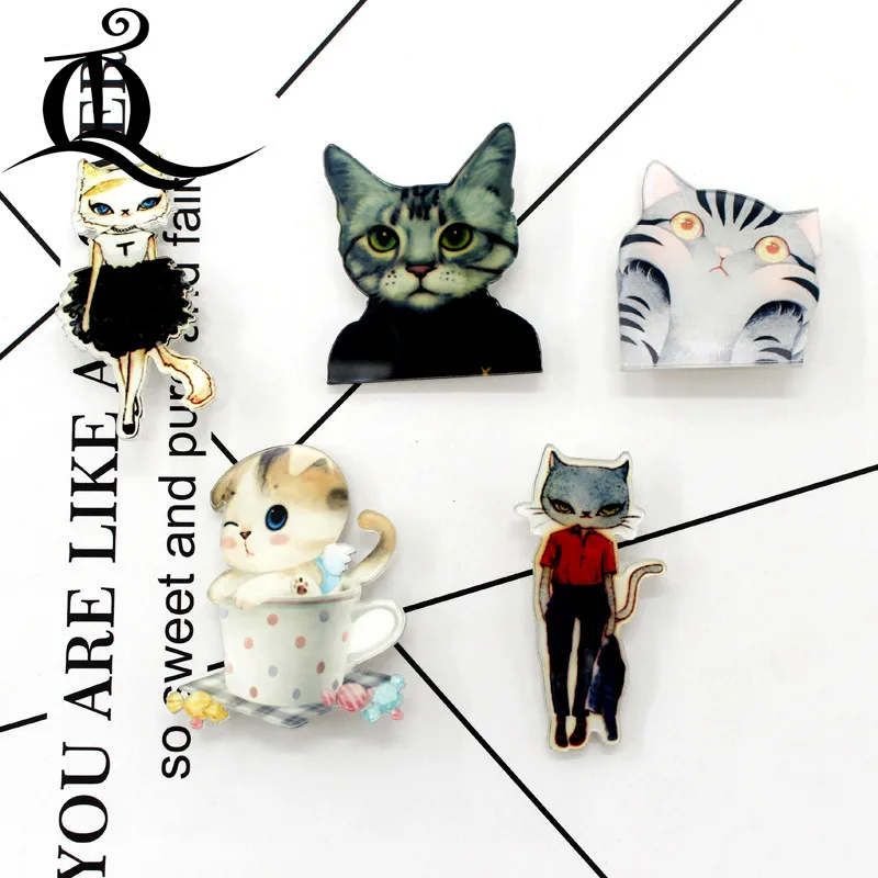 

free shipping 1 PCS cat mix cartoon brooch 1 Icons On backpack Acrylic Badges Cartoon Pin Badges For Clothes Decoration Badge 09