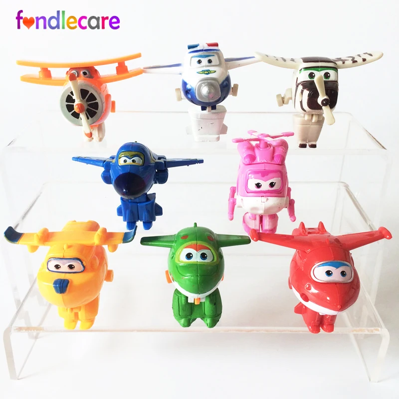 

8pcs/lot Super Wings Mini Airplane Robot toy for Children Action Figures Super Wing Transformation Jet Kids Brinquedos LF741