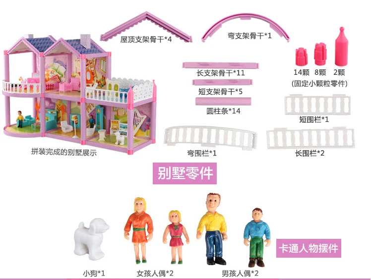 طفل دمى اللعب فيلا العائلة السعيدة موضوع منزل الأميرة غرفة لعبة دعوى الأثاث مجموعات الطفلة دمية هدية البلاستيك