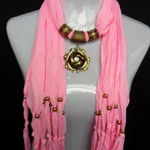 Дизайн шарфы с подвесками Женская мода Шейная шаль полиэстеровый шарф смешанные цвета 60 шт