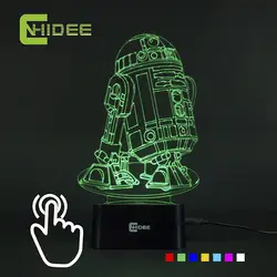 USB Новинка 3d Lampara Night Light Star Wars R2D2 Робот сенсорный Led Lampara, как Дети Спальня Лус Nocturna Чтения Таблицы лампы