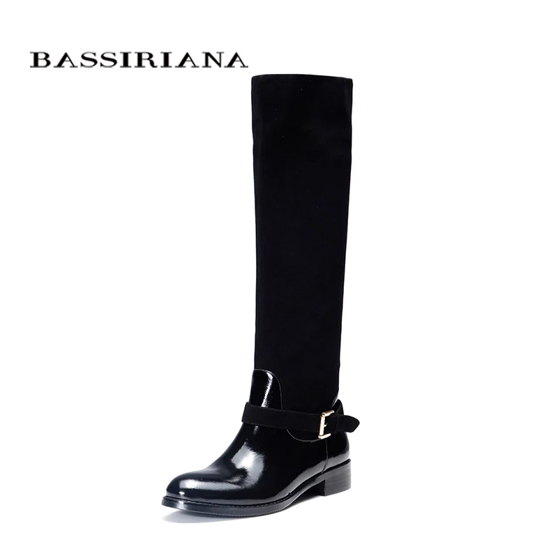 

Leather boots Autumn Spring 2017 Shoes woman 35-40 Black suede women shoes Free shipping BASSIRIANA