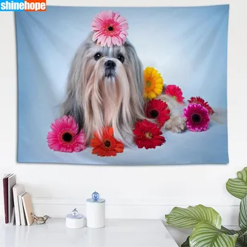 

Shih Tzu Tapestry Animals Dogs Wall Hanging Wall Tapestry Psychedelic Farmhouse Decor Dorm Room Wall Carpet Wall Blanket