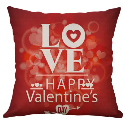 1Pcs Cotton Linen Square Home Decorative Valentine s Day Throw Pillow Case Cover Slipcover Waist Pillow Cover Cases 45x45cm