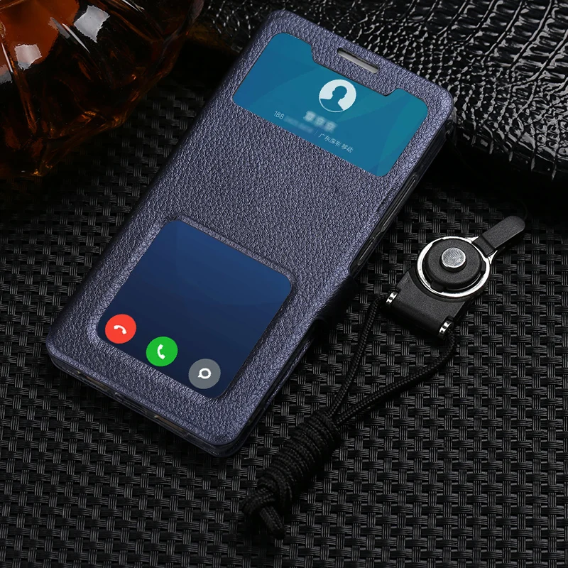 Фото Деловой Чехол-книжка из искусственной кожи с окошком для Xiaomi Redmi 8A 8 Note 8 7 Pro 4A Mi Max 2 Mi 8 SE Lite, чехол с пряжкой и ремешком №3