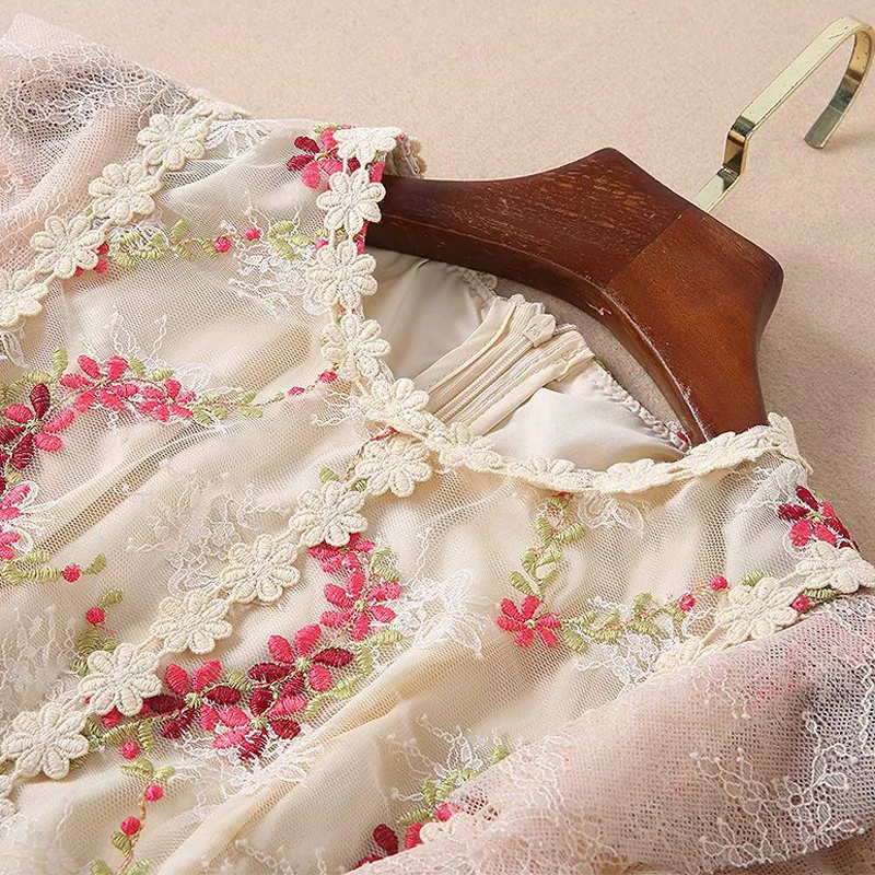 Винтажное элегантное кружевное Сетчатое длинное платье с цветочной вышивкой женское летнее высококачественное дизайнерское платье без рукавов для подиума