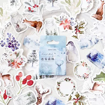 

46 Pcs/box Cute Foggy Forest Label Kawaii Diary Handmade Adhesive Paper Flake Japan Sticker Scrapbooking Stationery Stationery