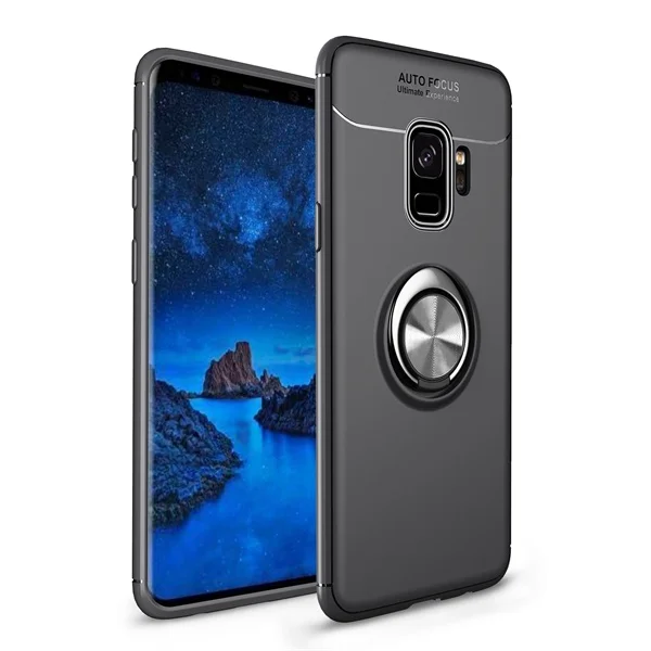 Для samsung Galaxy S9 чехол с магнитный автомобильный держатель Мягкая термополиуретановая накладка на заднюю панель аксессуар Защитный Coque Fundas для samsung Galaxy S9 плюс - Color: Black