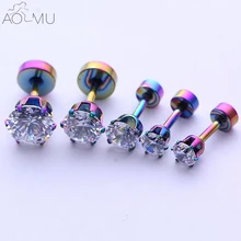 AOMU 2 шт. золотое, серебряное, черное кольцо для губ из анодированного циркония с внутренней резьбой зубчатый камень Монро 16 г трагус Спираль пирсинг для ушей