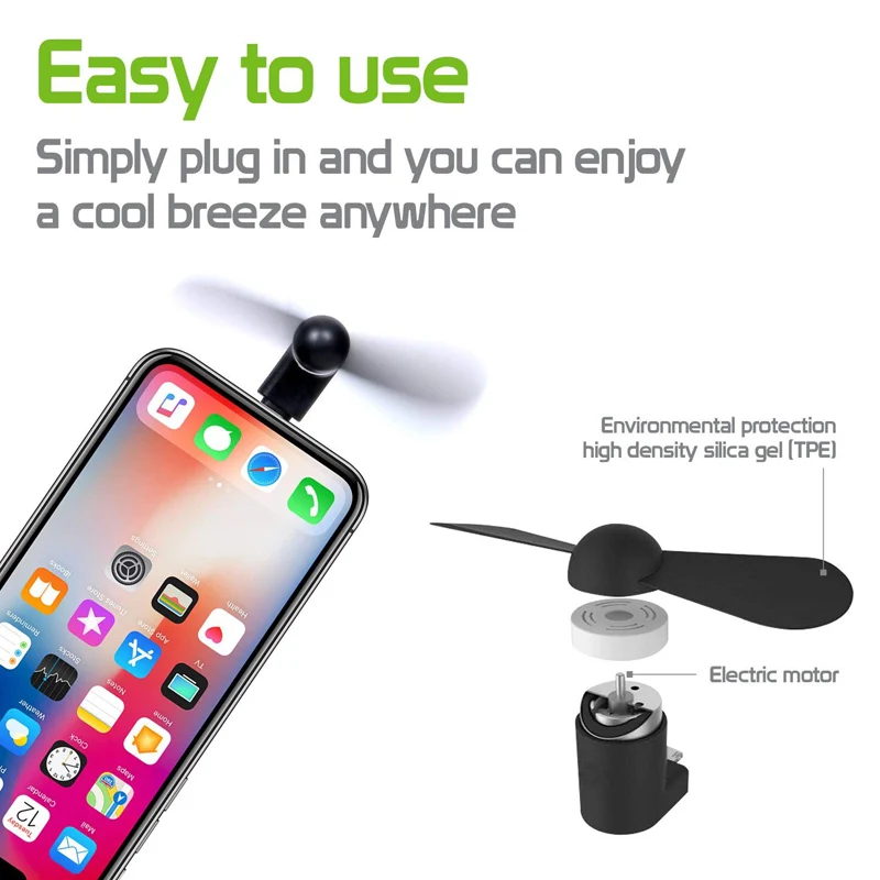 10 шт Мини Портативный usb-вентилятор 5 v 1 w Мобильный телефон USB гаджет Прохладный мини вентилятор для Apple iphone 5 5s 5c se 6 6s 7 plus 8 X Xs Xr Max