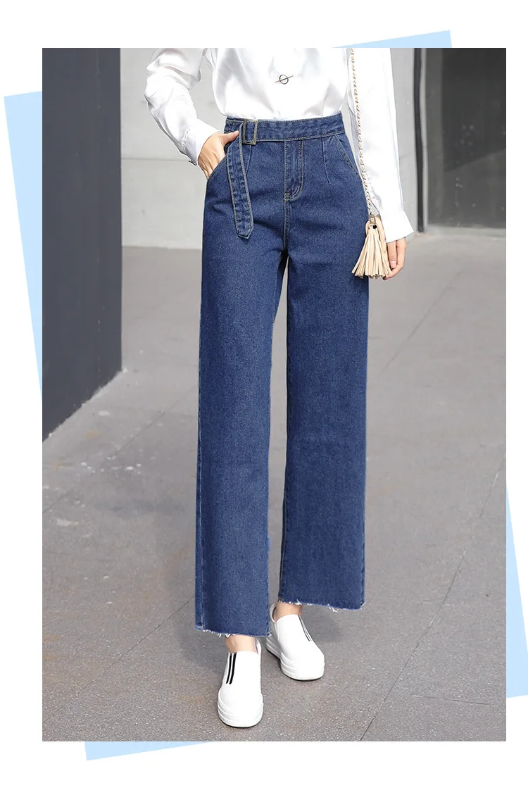 2019 весна и осень новые джинсовые джинсы mujer широкие брюки feminino по щиколотку Корейская Высокая талия Свободные джинсы оверсайз женские