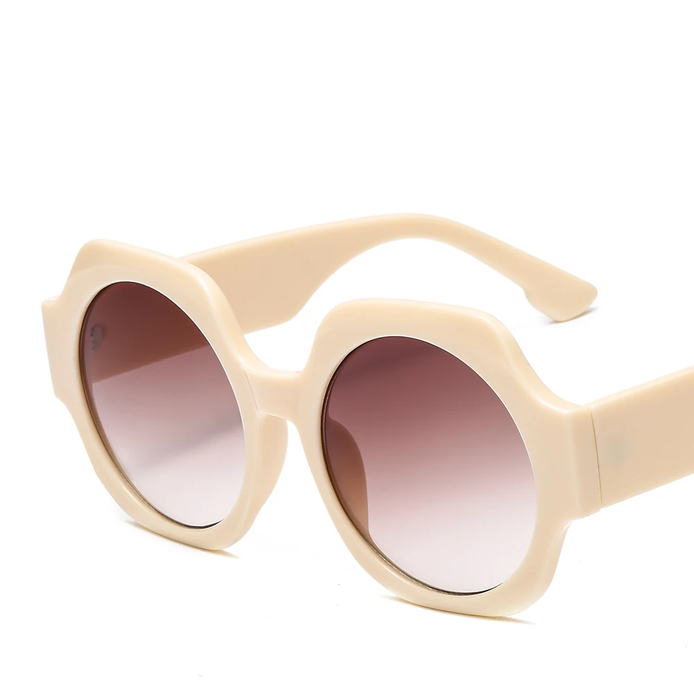 В стиле ретро женские крупные солнцезащитные очки Брендовая Дизайнерская обувь глаз, солнцезащитные очки, модные круглые линзы градиент Для мужчин Солнцезащитные очки женские оттенки UV400 - Цвет линз: C6 beige tea
