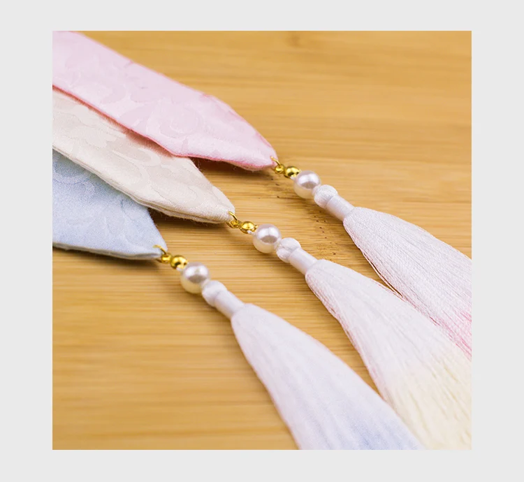 Gradual fringed jacquard hairband Ancient Chinese clothing super fairy streamer hair rope costume headdress