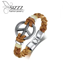 SIZZZ сплав ювелирные изделия ручной вязки мира и анти-войны Знак браслет и браслеты для мужчин