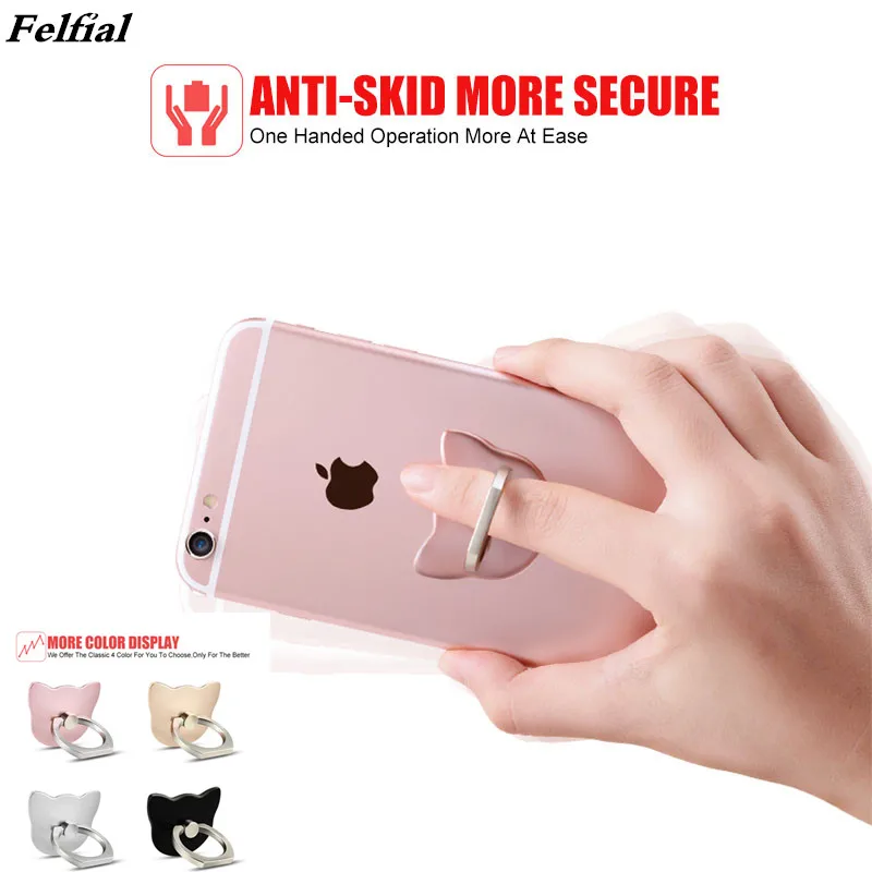 

10 pcs/lot 360 Degree Cat Ear Finger Ring Mobile Phone Stand Holder Mount Support for IPhone IPad Samsung Xiaomi All Smart Phone
