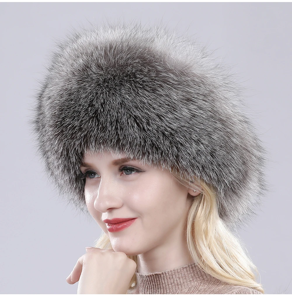 New Style Fashin Girl Genuine Fox Fur Hat Warm Soft Natural Fox Fur Bomber Caps Lady Luxurious Quality Real Fox Fur Hats