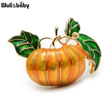 Halloween Pumpkin Brooch New Alloy Green Leaves Orange Enamel Pumpkin Women’s Weddings Banquet Brooch Pins New Year’s Gifts