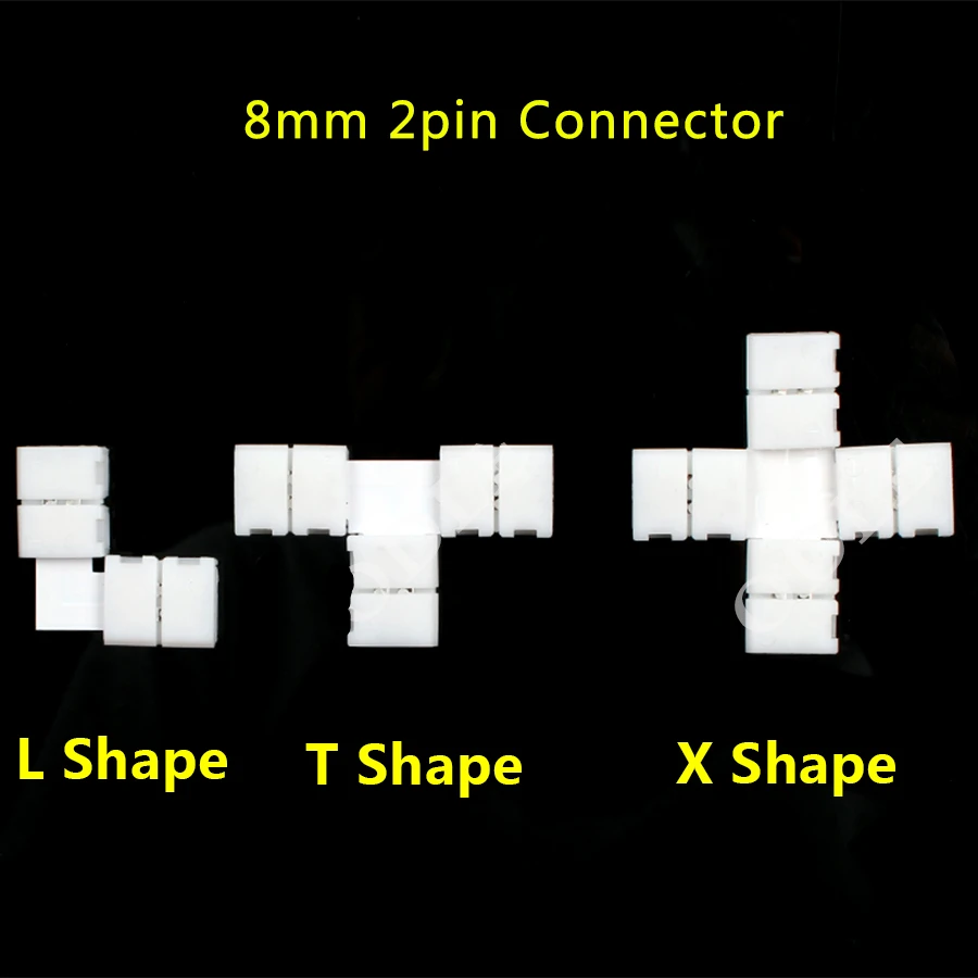 5 шт. L T X форма 8 мм PCB 2Pin RGB светодиодный ные разъемы для 12 В 3528 ширина полоса