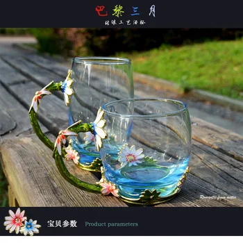 

Colour Enamel Crystal Glass Alloy Water Cup Mug Wedding Birthday Gift Creative Cup 2 Size