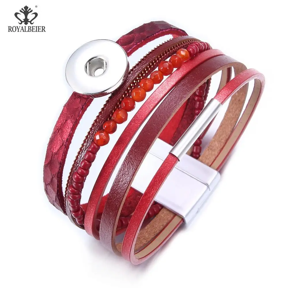 SZ0717c ROYALBEIER, ювелирные изделия, женские браслеты, многослойные, кожа, веревка, стразы, сплав, аксессуары, магнитная застежка, браслет, Bracelete Feminino - Окраска металла: SZ0717c